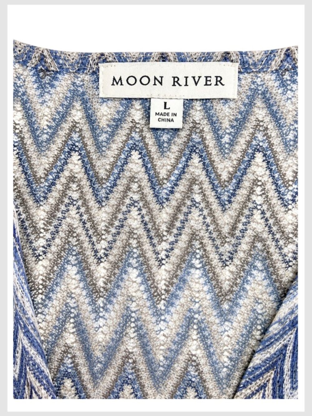 Moon River Sheer Twist Front Puff Sleeve Blouse Sky Blue L - Picture 8 of 8